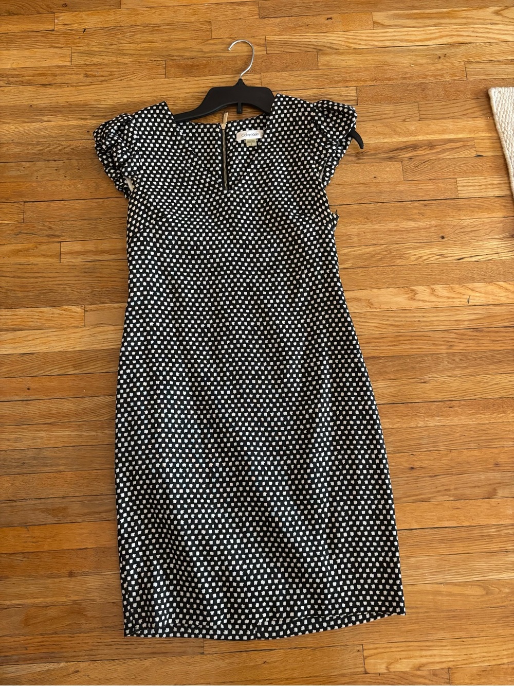 Calvin Klein Black and White Polka Dot Midi Dress